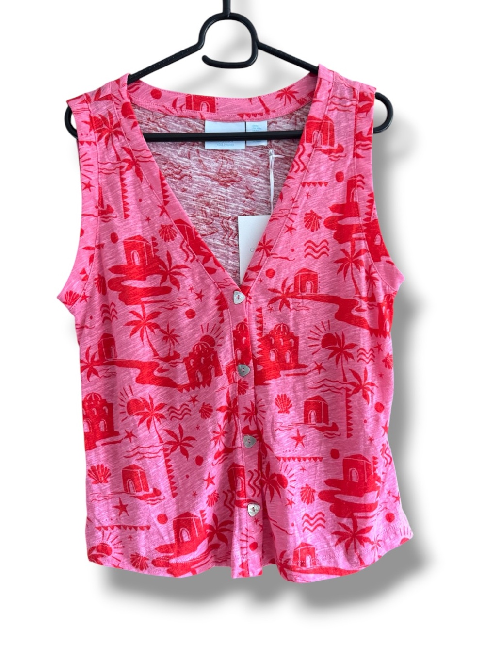 Cynthia Rowley Sleeveless Button-Front Vest Top